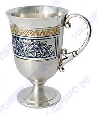 Серебряная кофейная чашка с золочением и чернением