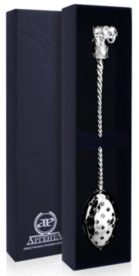 116СЧ03001 Серебряная ложка для заварки «Слон» в подарочном футляре