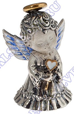 Серебряный колокольчик «Ангел» с золочением в подарочном футляре
