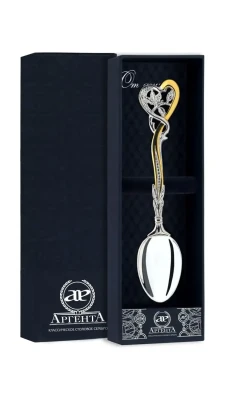 286ЛЖ03802 Серебряная чайная ложка «Весна» с золочением