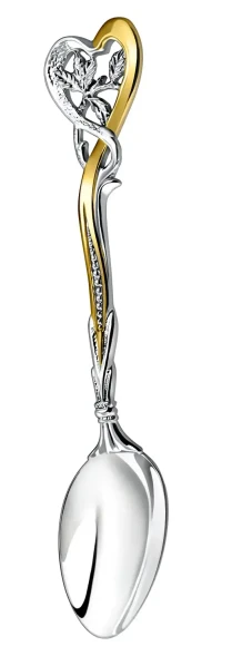 286ЛЖ03802 Серебряная чайная ложка «Весна» с золочением