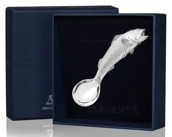 614НБ00806/Л Серебряная ложка для соли «Рыба»