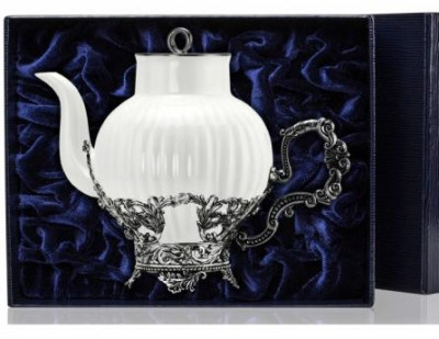 906ЧН03806 Серебряный чайник «Симфония» с чернением
