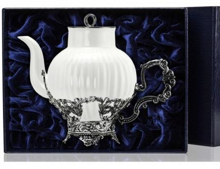906ЧН03806 Серебряный чайник «Симфония» с чернением