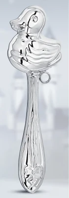 Серебряная погремушка «Утка»