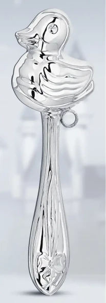 1GI0301A/8 Серебряная погремушка «Утка»