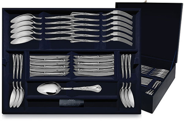 1380НБ02801 Серебряный десертный набор «Фаворит» 48 предметов