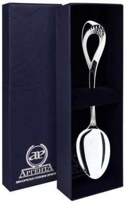 247ЛЖ03001 Серебряная чайная ложка «Мимоза» в подарочном футляре