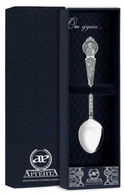 Серебряная чайная ложка «Николай Чудотворец» с чернением