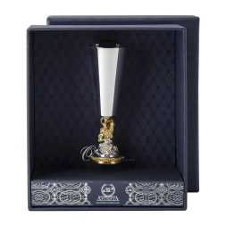 Серебряная рюмка «Золотая рыбка» с золочением