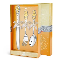Набор детских серебряных столовых приборов «Мишка» с ножом