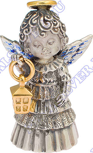 991772 Серебряный колокольчик «Надежда» с золочением