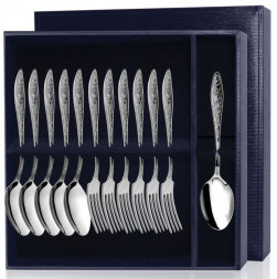 Серебряный десертный набор "Морозко" на 6 персон (12 предметов)