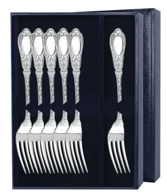 Серебряный десертный набор "Фамильный" на 6 персон (6 предметов)