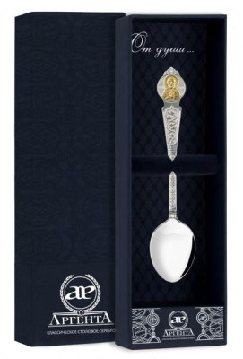 Серебряная чайная ложка «Николай Чудотворец» с золочением