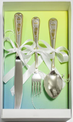 3402269031 Набор серебряных детских приборов с золочением «Гномик»