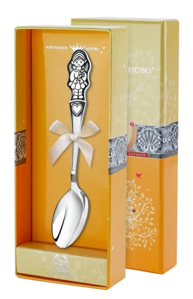 011ЛЖ03801 Серебряная детская ложка «Девочка» с чернением