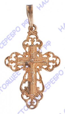10225 Серебряная подвеска-крест с золочением