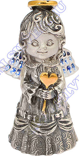 991773 Серебряный колокольчик «Любовь» с золочением