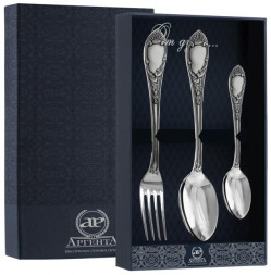 Серебряный столовый набор "Престиж" с чернением на 1 персону (3 предмета)