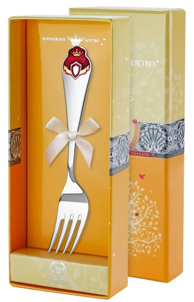 695ВЛ05808 Серебряная детская вилка «Принцесса» с эмалью