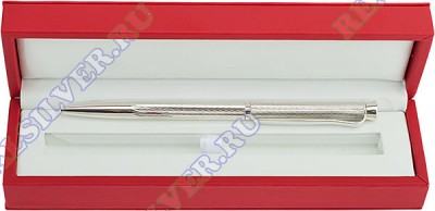 3400850893-3 Серебряная шариковая ручка с алмазной огранкой в подарочном футляре