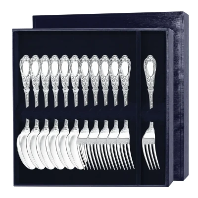 Серебряный десертный набор "Фамильный" на 6 персон (12 предметов)