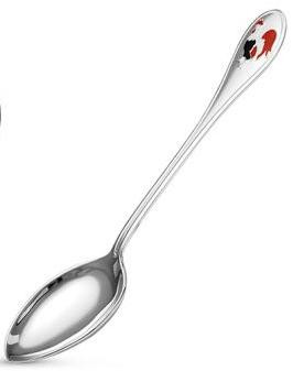 930968 Серебряная детская ложка «Петушок» с эмалью