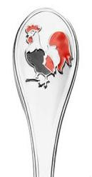 930968 Серебряная детская ложка «Петушок» с эмалью