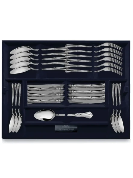 158НБ02801 Серебряный десертный набор «Фаворит» 24 предмета