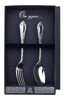 Серебряный десертный набор "Фамильный" на 1 персону (2 предмета)