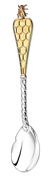 074ЛЖ03802 Серебряная чайная ложка «Пчелка» с золочением