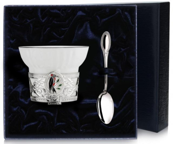 970НБ03807 Серебряный чайный набор «Дятел»