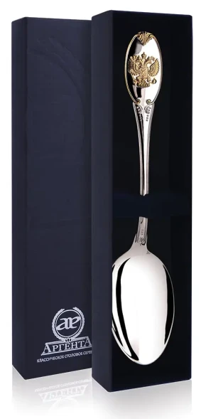 259ЛЖ01802 Серебряная столовая ложка «Единство» с золочением