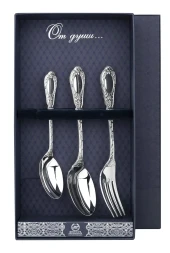 Серебряный десертный набор "Фамильный" на 1 персону (3 предмета)