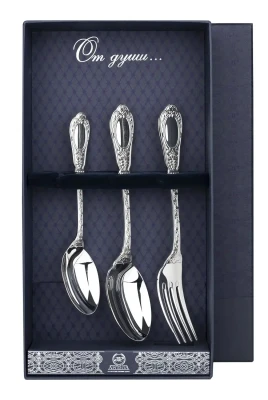 Серебряный десертный набор "Фамильный" на 1 персону (3 предмета)