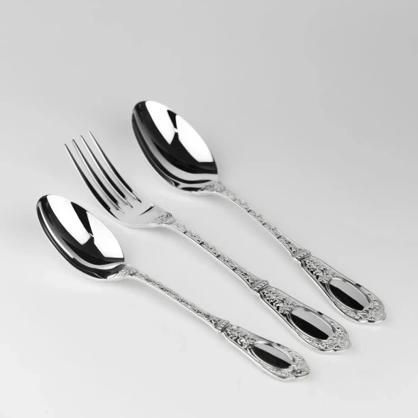 1586НБ02801 Серебряный десертный набор "Фамильный" на 1 персону (3 предмета)