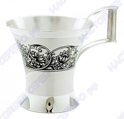 Серебряная кофейная чашка с чернением