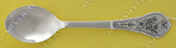 40010271А05 Серебряная детская ложка «Птичка» с чернением