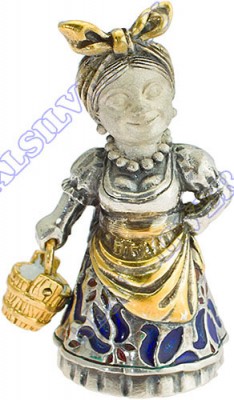 Серебряный колокольчик «Солоха» с золочением в подарочном футляре