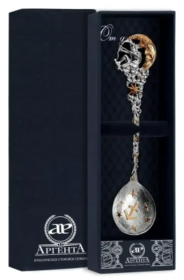 710ЛЖ00802 Серебряная чайная ложка «Зодиак-Стрелец»