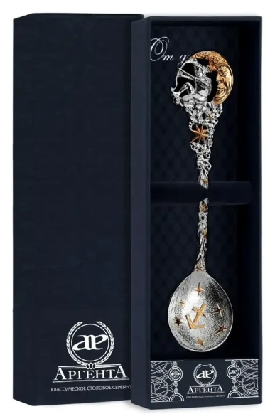 710ЛЖ00802 Серебряная чайная ложка «Зодиак-Стрелец»