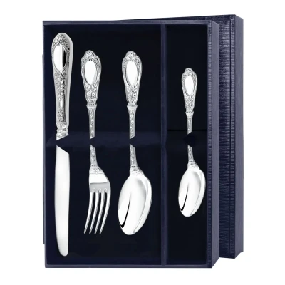 Серебряный десертный набор "Фамильный" на 1 персону (4 предмета)