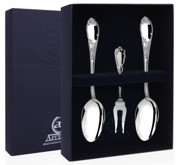 717НБ03801 Серебряный чайный набор "Престиж" на 2 персоны (3 предмета)