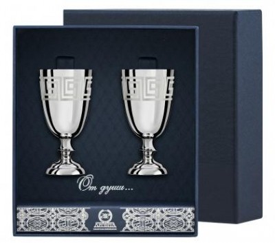 Серебряный набор рюмок с рисунком «Греческий» в подарочном футляре