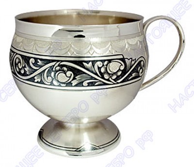 40080064А05 Серебряная чайная чашка «Гармония» с чернением