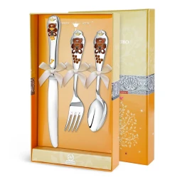 Набор детских серебряных столовых приборов «Мишка» с ножом