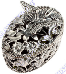 Серебряная шкатулка «Бабочка» с чернением