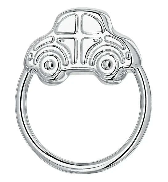 1046ПГ05801 Серебряная погремушка «Машинка на кольце»