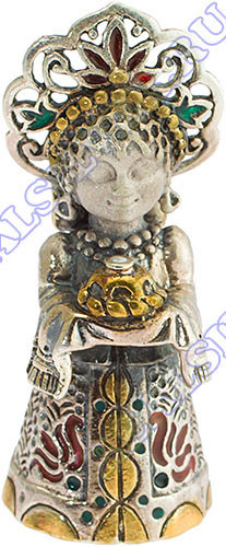 992208 Серебряный колокольчик «Василиса Прекрасная» с золочением